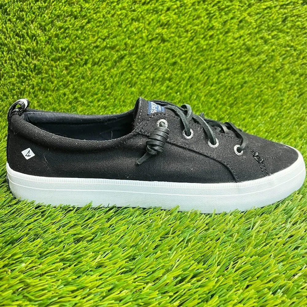 Sperry Crest Vibe Womens Size 8.5 Linen Black Casual Walking Shoes Sneakers